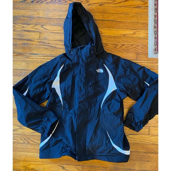 North Face Jacket Womens L Black HyVent Detach Hood Waterproof Rain Outdoor Coat - Picture 1 of 16